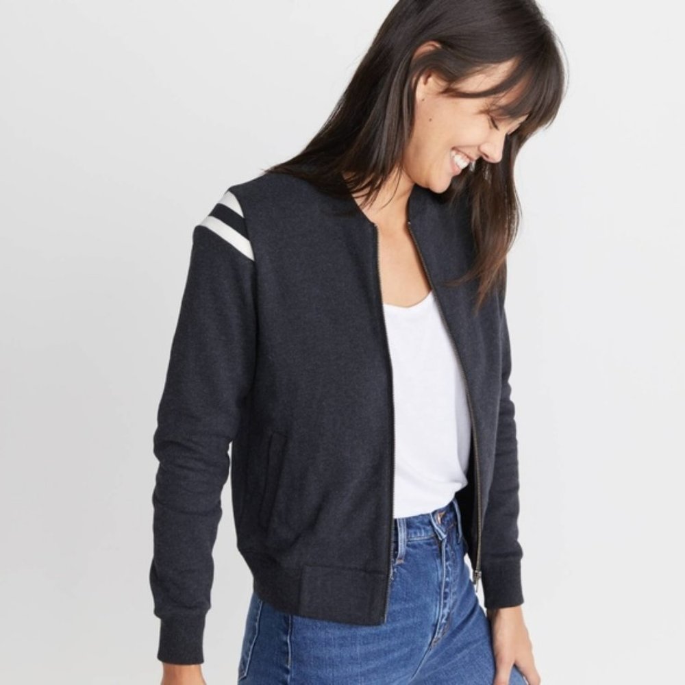 Marine Layer Dark Gray Sweater with White Accents